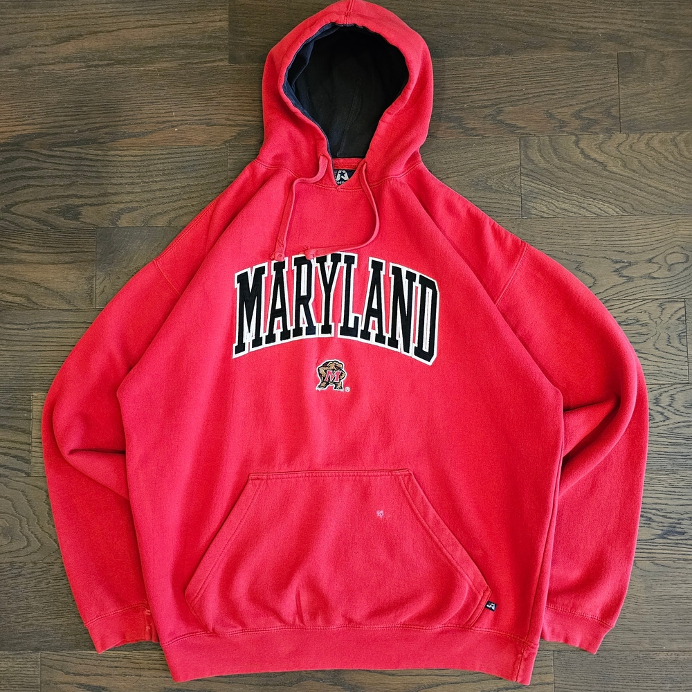 Vintage J. America Sportswear Maryland Terrapins Hoodie Embroided Men's Size 2XL
